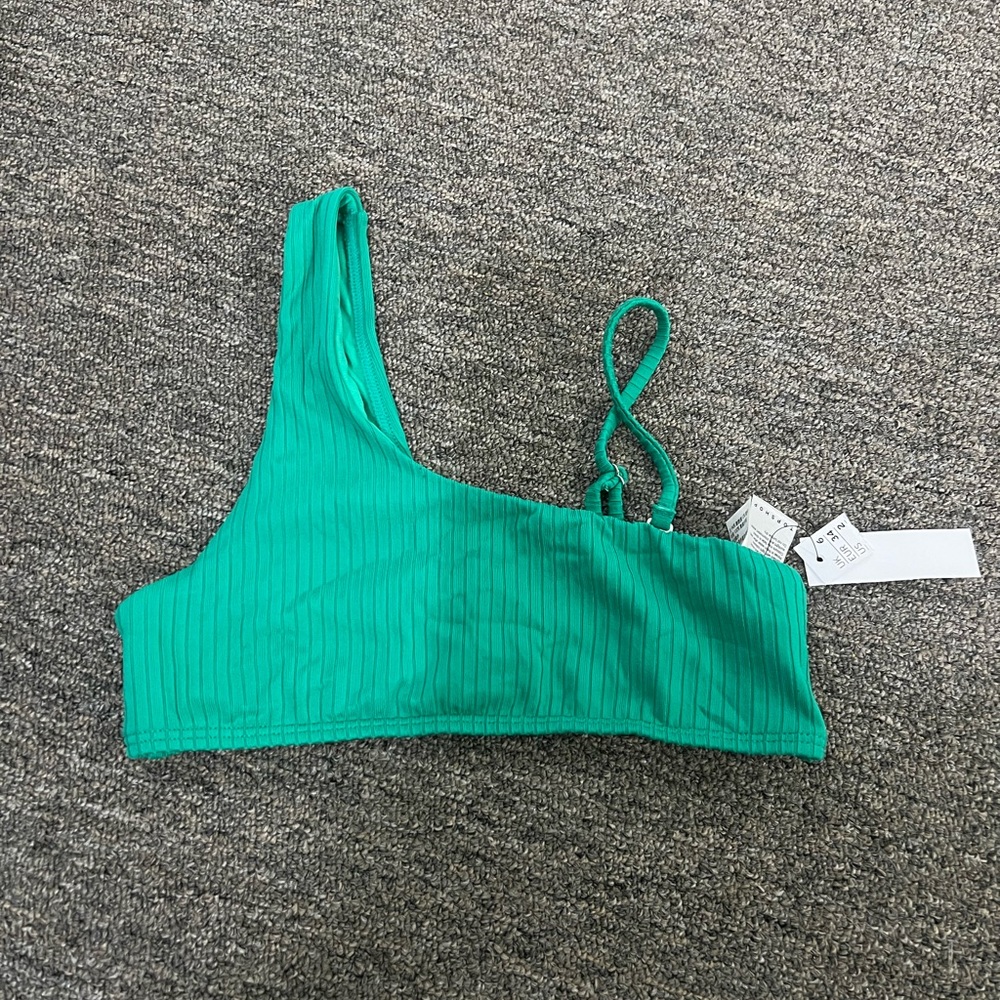 NWT Topshop Green Ribbed Bikini Top Size 6 US